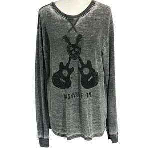 Nashville Gray Burnout Long Sleeve Shirt size L